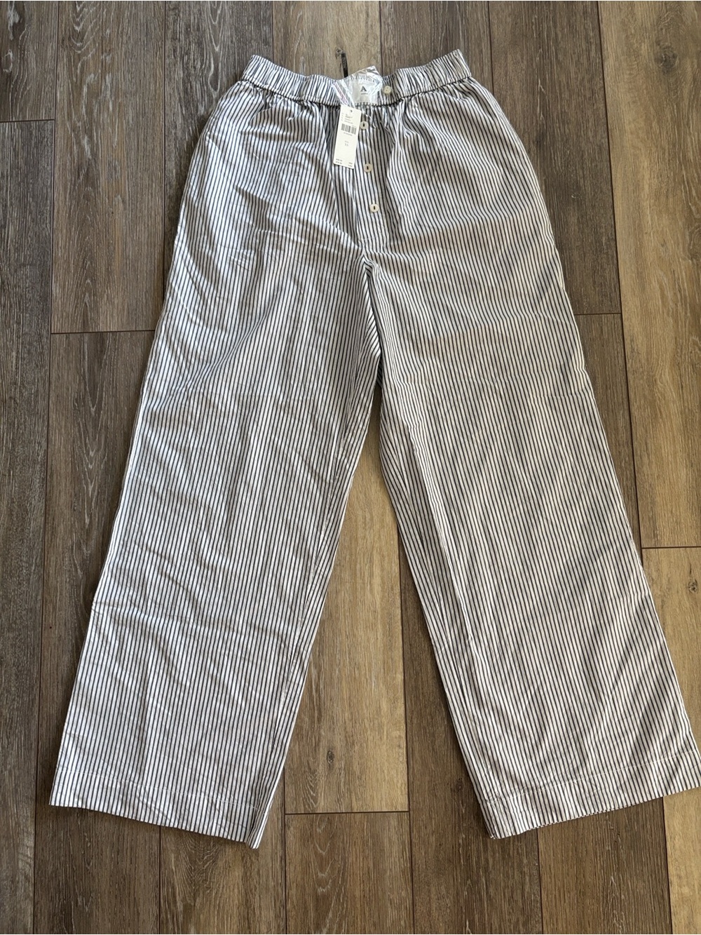Anthropologie Wide-Leg Striped Pajama - Gray/White